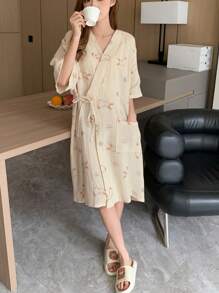 DAZY Cute Rabbit Printed Women's Loose Robe