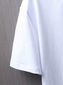 Manfinity LEGND 男款寬鬆落肩t卹,夏季標語印花 - 白色 - 查看 4