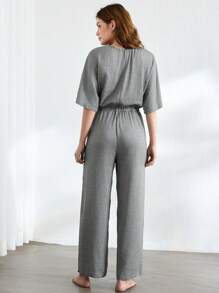 Ocili 女性純色束腰戶外家居連身工裝 - 淺灰色 - 查看 2