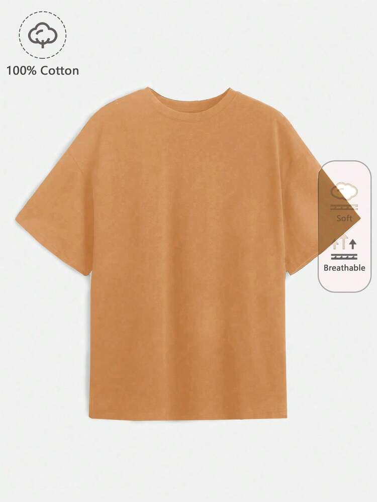 Ladies' Summer Solid Color Round Neck Short Sleeve Loose Casual T-Shirt