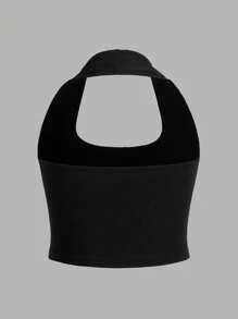 Comfortcana Bộ 2 áo hai dây cổ yếm dáng ngắn màu đen trắng dành cho nữ cỡ lớn. - Đen và trắng - Xem 6