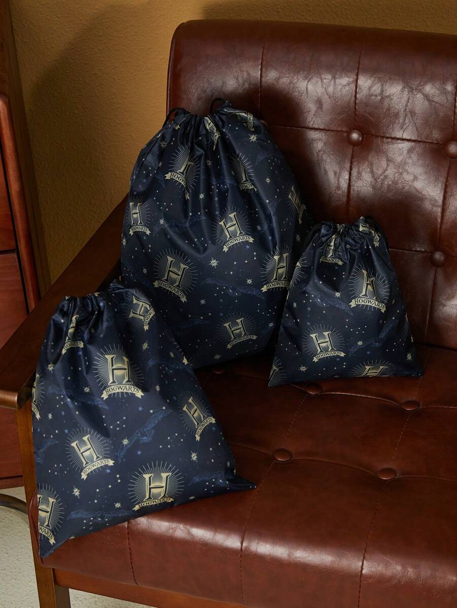 HARRY POTTER X SHEIN Black Drawstring Storage Bag,Gifts,Boho Vibes