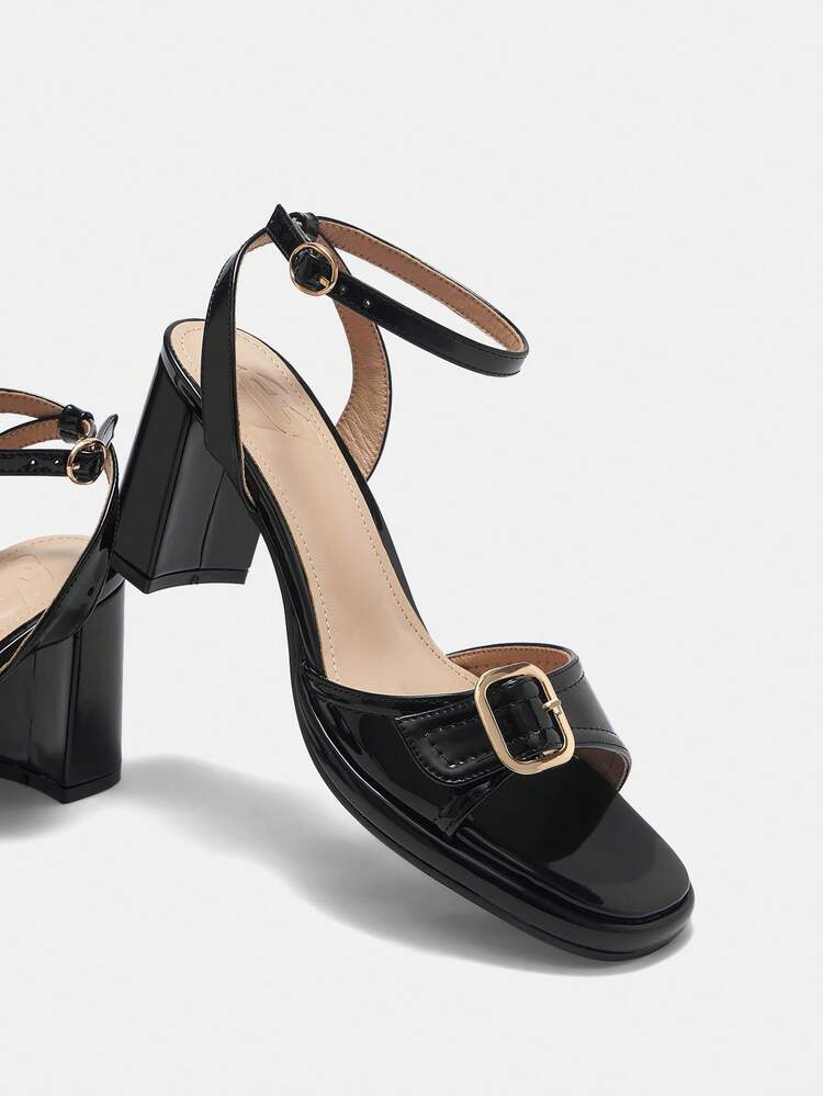 Women's Fashionable And Simple Buckle Design High Heel Sandals Vacation Shoes Summer