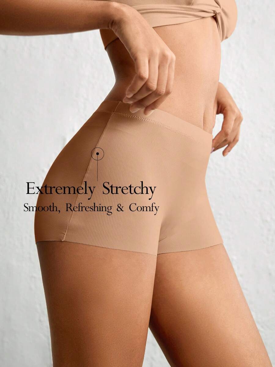 Ocili 彈性平滑無縫中腰平口短褲-卡其色 - 卡其色 - 查看 1