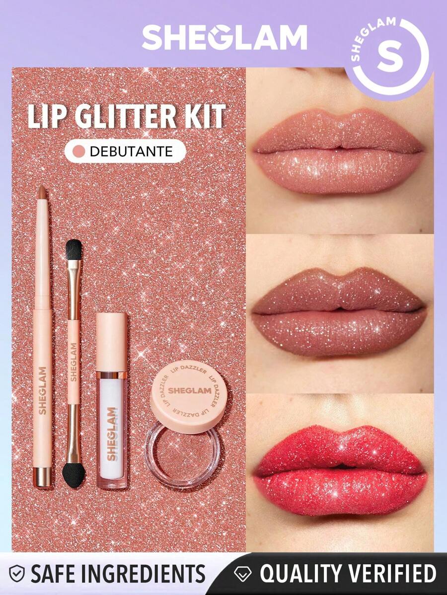 SHEGLAM Lip Dazzler Glitter KitDebutante LongLasting Glitter Lip
