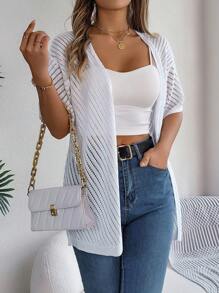 Spring/Summer Casual Hollow Out Knit Cardigan Sun Protection Clothing - White - View 7