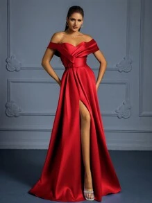Vipgirl 優雅長拖尾女士晚禮服 - 紅色 - 查看 1