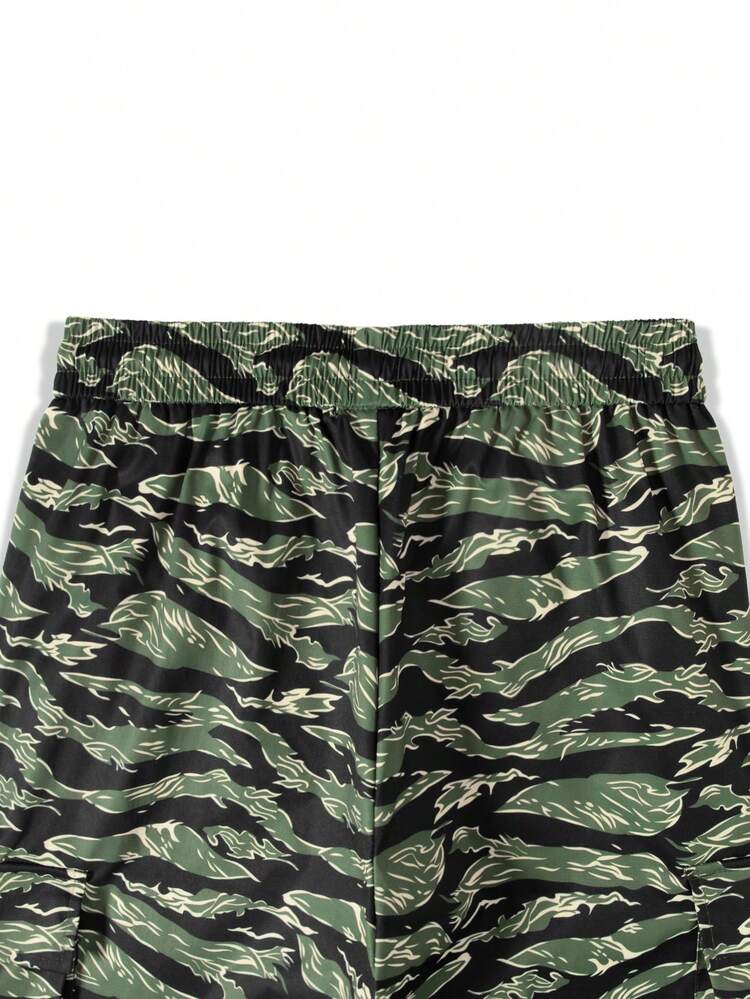 Men's Printed Casual Cargo Pants With Multiple Pockets