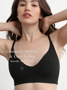 Ocili Leisure Stretchy & Smooth Seamless No Show No Padding Wireless Lounge Bralette - Black - Black - View 1