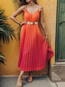 Breezaya Ombre Pleated Cami Dress - Multicolor - View 1