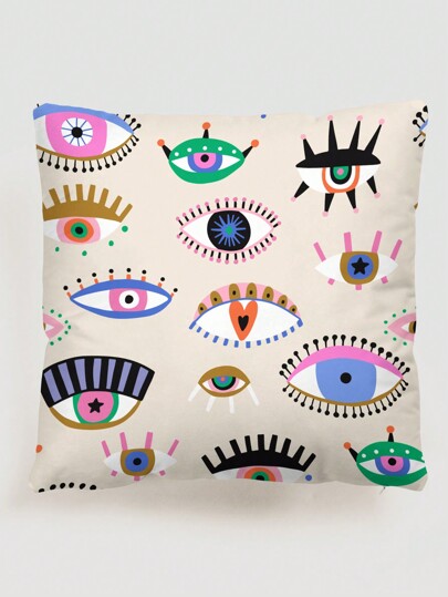 solmariart 1 pieza Funda de almohada con ojo pintado a mano abstracto y surrealista estilo Y2K para almohada de tiro, funda de cojín cuadrada de terciopelo impreso para decoración del hogar en la sala de estar, dormitorio, sofá, coche, vacaciones, Día de San Valentín