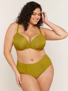 LUVLETTE Plus Dream Curve Suport +Acoperire totală Sutien din plasă respirabil Push Up T-Shirt Sutien - Galben - Vizualizare 7