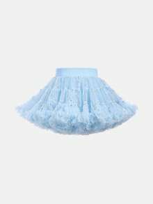 SHEIN Young Girl Cute Starry Printed Tutu Skirt For Summer - Baby Blue - View 2