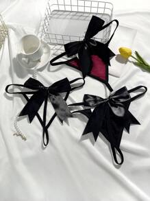 3pcs Bow Knot Design Sexy T-Back Panties - Multicolor - View 1