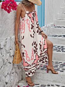 Breezaya Vestido De Veraneo Con Tirantes De Espagueti Y Estampado Floral Al Azar - Rosa - Ver 6
