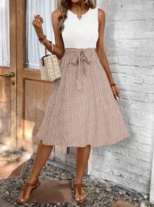 SHEIN LUNE 女士时尚无袖连衣裙，带蝴蝶结装饰，超长女士服装 - 彩色 - 查看 5