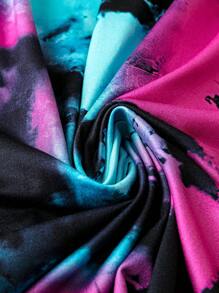 SHEIN LUNE Plus Tie Dye Notched Neck Tank Top, Women Summer Top - Multicolor - View 4