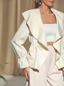 KES Chaqueta con cordón en la cintura con forro estampado, para vacaciones, invierno, vacaciones