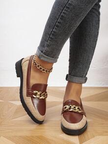 Của phụ nữ Mùa xuân/thu Chuỗi Khối màu Chóp giầy tròn Dày gót chân Giày Mary Jane - Nhiều màu - Xem 4