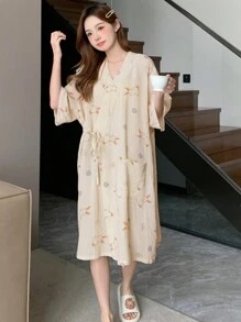 DAZY Cute Rabbit Printed Women's Loose Robe