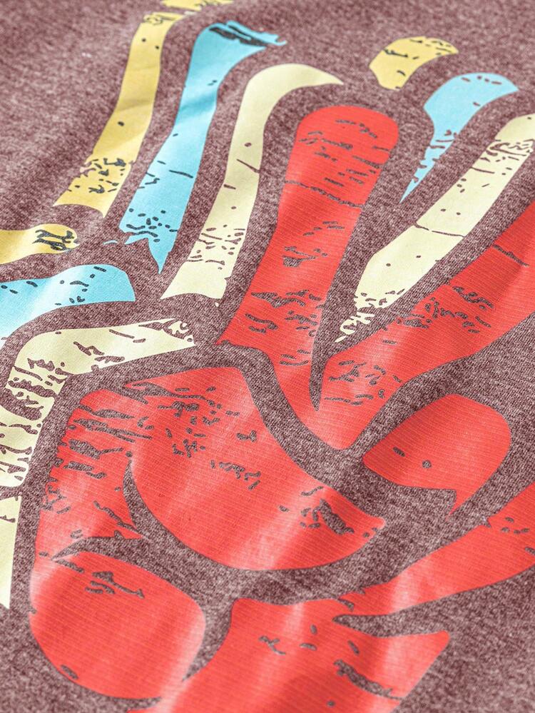 Plus Size Colorful Patterned Personalized Casual T-Shirt