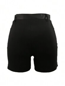 Women's Fashionable Spring/Summer Belt Casual Pocket Cargo Shorts