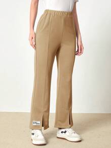 Muchica Women's Striped Detail High Slit Culottes - Coffee Brown - View 1