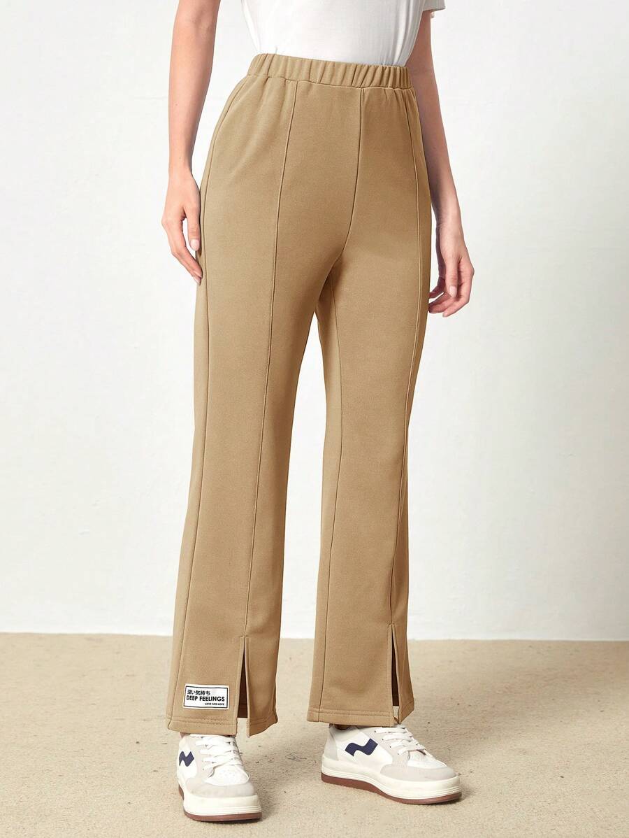 Muchica Women's Striped Detail High Slit Culottes - Coffee Brown - View 1