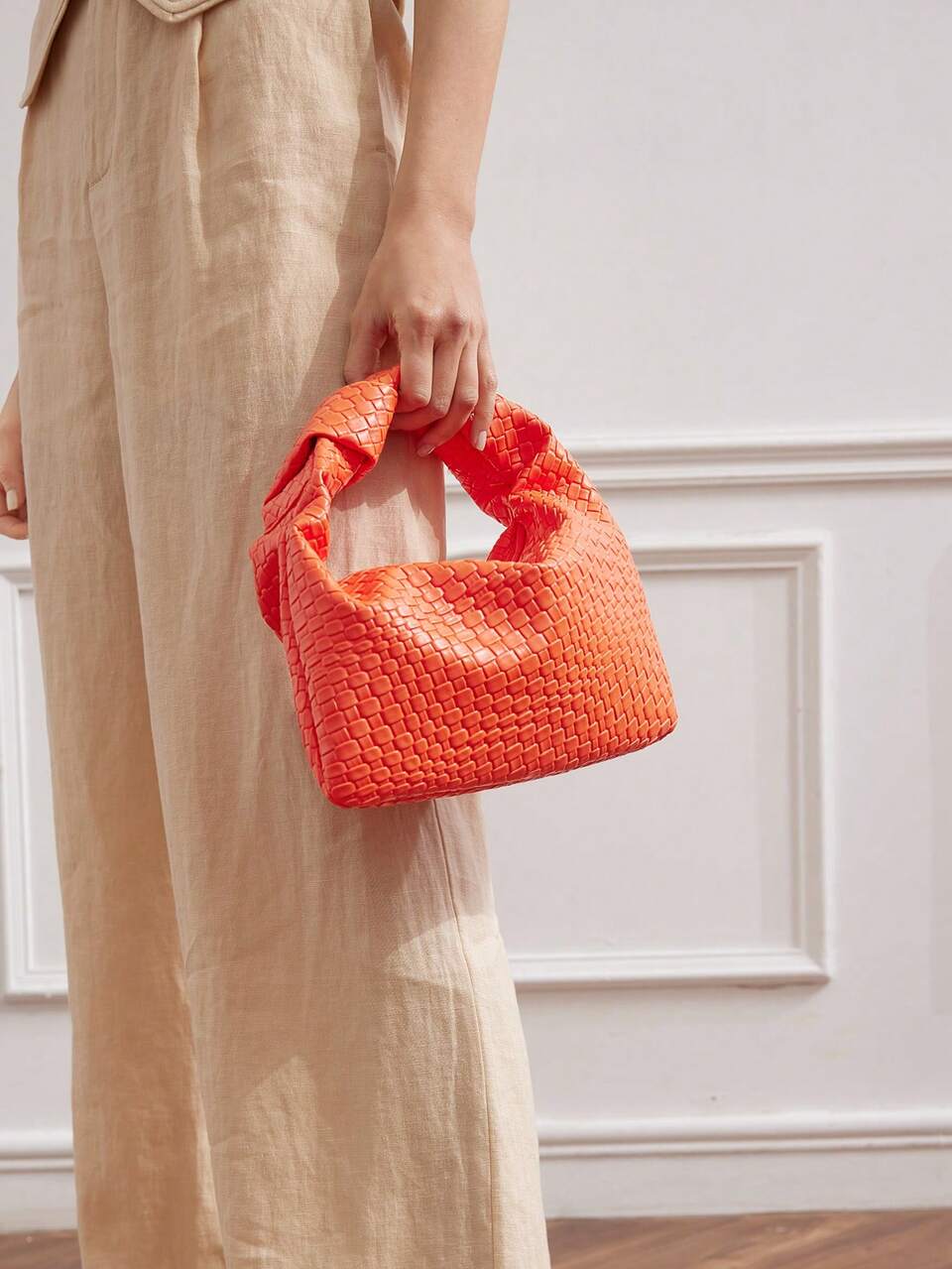 MOTF LADIES' SOLID TEXTURED HANDBAG