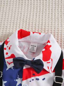 Áo vest thể thao ngắn tay in ngày trẻ em Quần short áo vest + Quần vest thể thao Bộ đồ quý ông - Nhiều màu - Xem 3