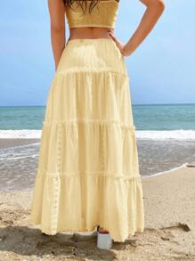 Soleia Ladies' Holiday Solid Color Hollow Out Embroidered Skirt