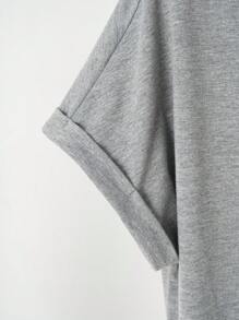 SHEIN Essnce 女性休閒簡約時尚寬鬆短袖長裙 - 灰色 - 查看 5