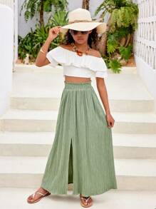 SHEIN Leap Crew 青少女棋盤格音樂節春夏編織裙 - 藍色 - 查看 3