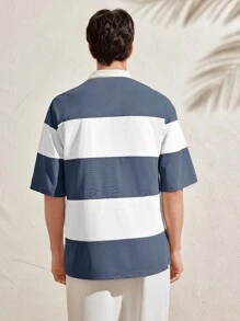 Manfinity Unisex 1 Pieza Polo Casual De Punto Con Rayas De Bloque De Color