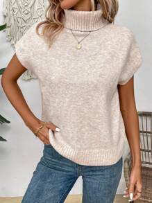 EMERY ROSE Loose Fit Batwing Sleeve Sweater Vest For Casual Wear