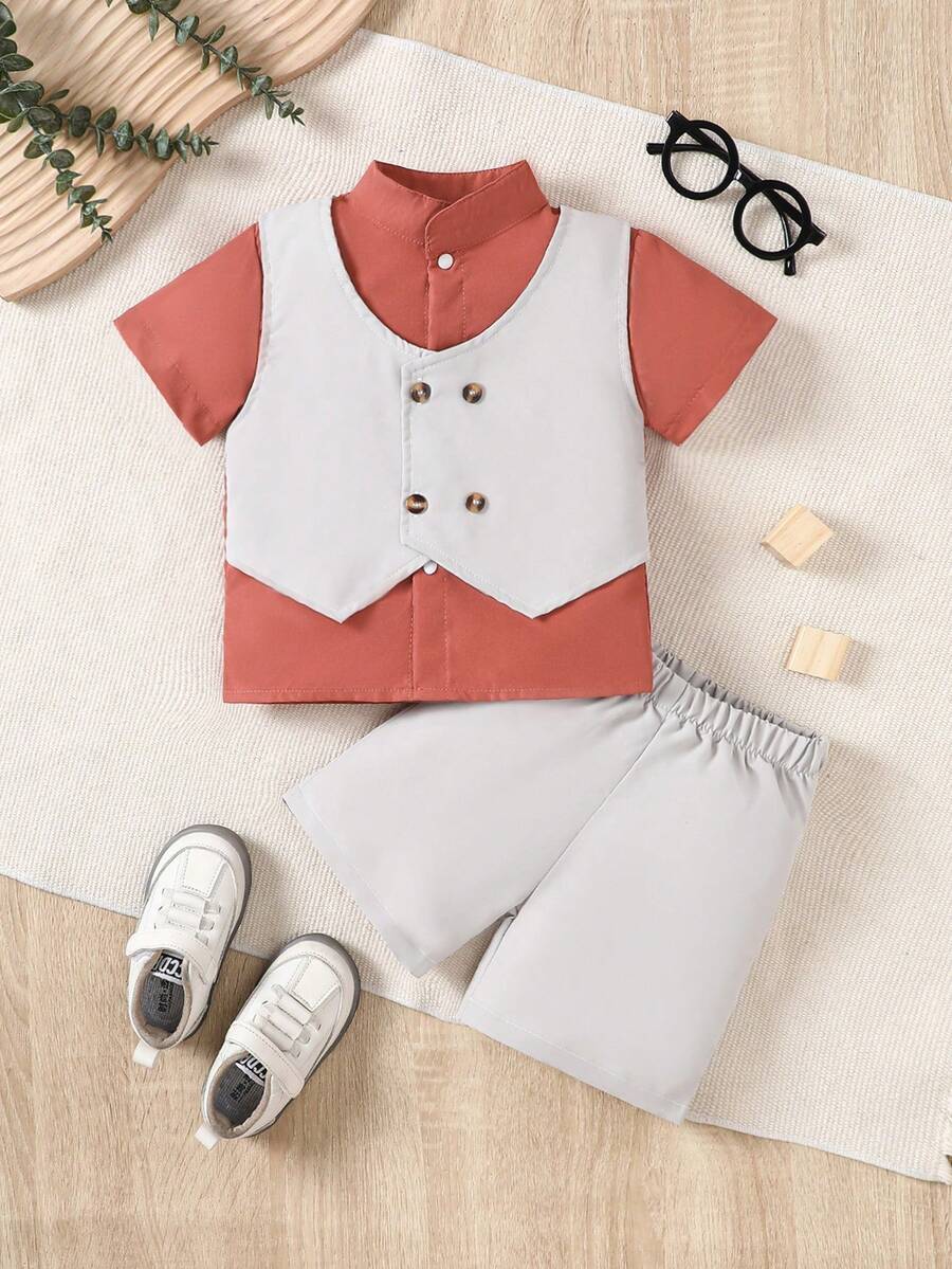 Baby Boys' Summer Gentleman Formal Suit Shorts Set