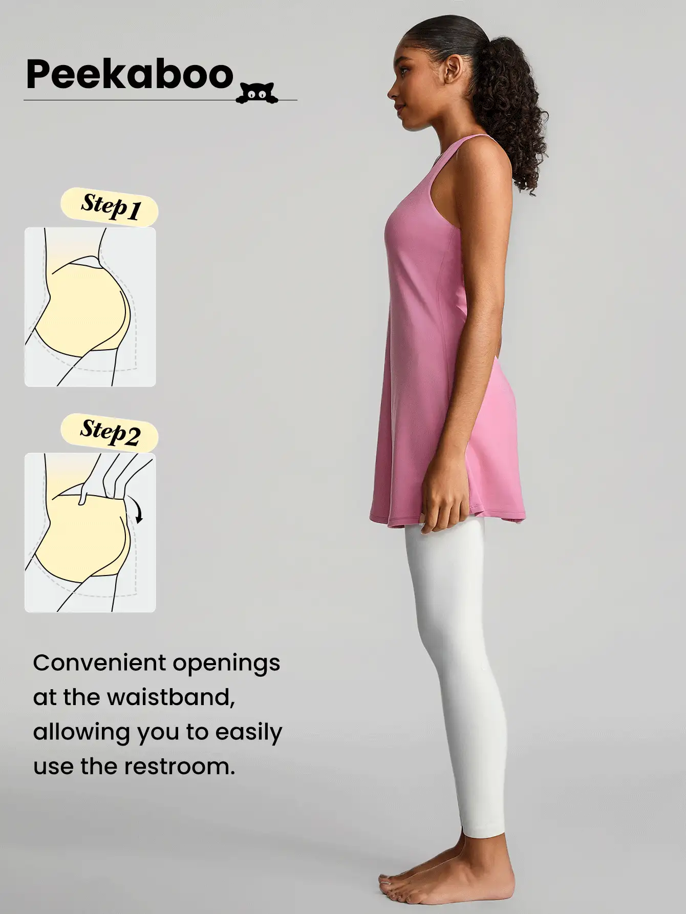 GLOWMODE FeatherFit™-Air Peekaboo Everyday Built-In Shorts Pocket Anti-Slip Dress Light Support Low Impact Yoga Studio Spring Dress Summer Quick Dry Moisture Wicking