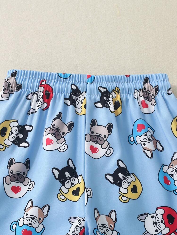 Young Boy Cute Cartoon Printed Drawstring Elastic Waist Shorts For Summer