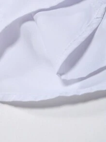 Manfinity Mode 男士春夏款格子拼接設計鈕扣長袖休閒襯衫，修身版素白襯衫，適用於丈夫 - 白色 - 查看 5