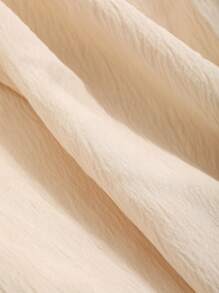 FRIFUL Ladies' Spring & Summer Solid Color Textured Puff Sleeve Casual Shirt,Crop Tops Women