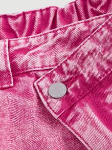 SHEIN MOD 大尺碼女士甜美粉色牛仔褲,帶有愛心形狀口袋,適用於休閒場合 - 粉色 - 查看 3