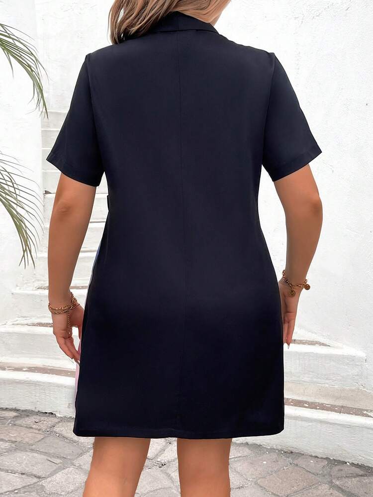 Plus Size Ombre Pleated Splicing Wrap Tie Dress