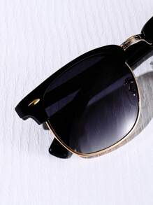 POLASUP 1pc Men's Mixed Metal Frame Polycarbonate PC Lens Coated Reflective Gradient Color Sunglasses, Suitable For Street, Summer, Vacation, Outdoor, Beach, Commute, Classic Retro Traveler, Fashion (Comes With Lanyard, Glasses Case, Cleaning Cloth) - Multicolor - View 6