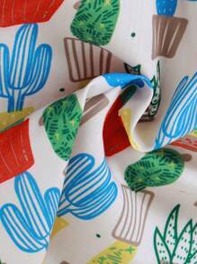 Baby Boy's Casual Cactus Print Short Sleeve Shirt With Button Front And Shorts Pajama Set - Multicolor - View 8