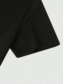 Manfinity Homme 男士加大碼夏季休閒宇航員印花短袖t恤和束口短褲 - 黑色 - 查看 4