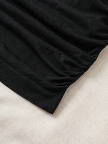 SHEIN Essnce Của phụ nữ Mùa xuân/Mùa hè Màu thuần Xếp li Đệm Áo ba lỗ Với Dây đeo vai có thể điều chỉnh - màu đen - Xem 6