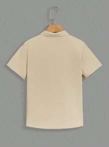 SHEIN Tween Boy Comfortable Solid Color Short Sleeve Polo Shirt With Solid Color Shorts Outfits For Spring And Summer