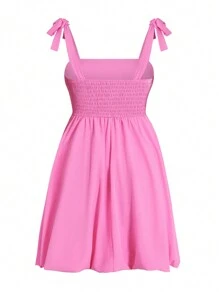 Flirla 大尺碼印花休閒及日常穿著細肩帶裙,適用於春夏 - 粉色 - 查看 6