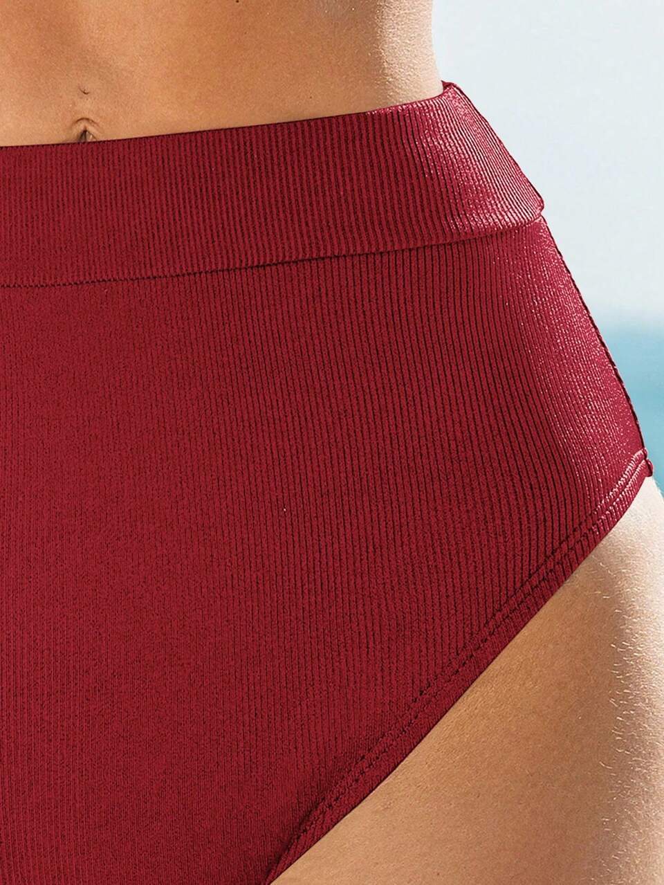 Solid Color High Waisted Bikini Bottom