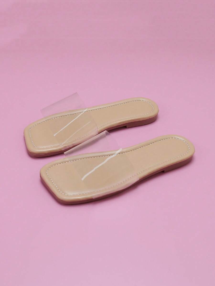 Kids' Fashionable Transparent Soft Leather Minimalist Style Slippers - Clear - View 1